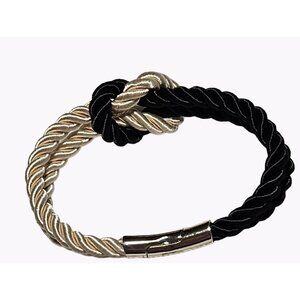 Boho Love Knot Braided Silk Rope Bracelet Black Gold Fashion Jewelry Women